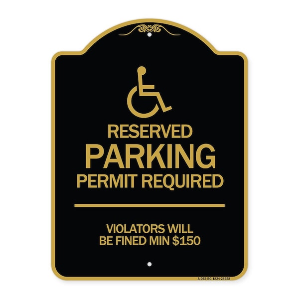 Signmission Connecticut Reserved Parking Permit Required Violators Fined Min $150 Alum, 18" x 24", BG-1824-24658 A-DES-BG-1824-24658 - main